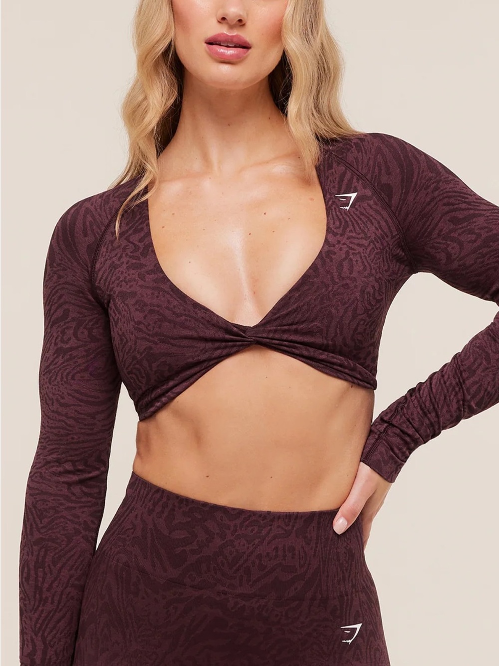Gymshark Adapt Animal Long Sleeves Crop Top S